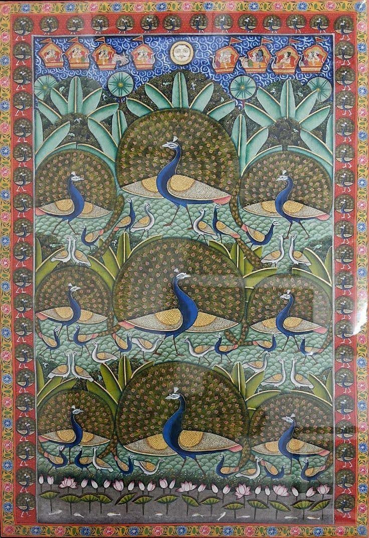 Pichvai for Morkuti”, Artist unknown. Nathdwara, Rajasthan. Late 19th century. TAPI Collection Pichvai for Morkuti”, Artist unknown. Nathdwara, Rajasthan. Late 19th century. TAPI Collection